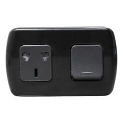 Llave ext 1 punto y toma 10A+T BLACK Tekna